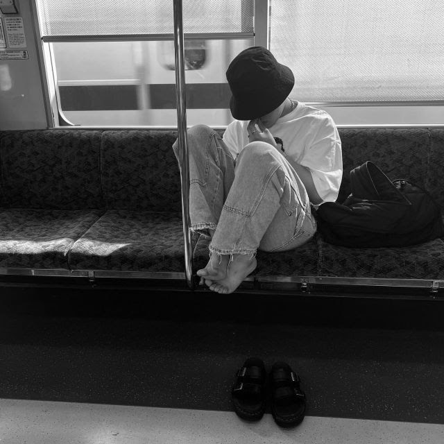 A boy on the train